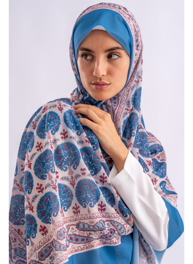 Alamki Women Hijab Azure Bloom Printed Chiffon - Image 3